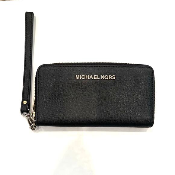 Michael Kors Multi Grain Wallet in Black and Gold Tone Hardware - Picture 1 of 9